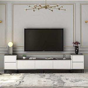 Tumba pentru televizor Trendy Imaj Alb/Negru/Auriu