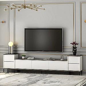 Tumba pentru televizor Trendy Imaj Alb/Negru/Auriu