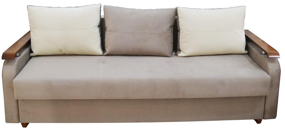 Canapea Viitorul Odihna D (cotiere lemn) Stejar Deschis / Cabrio Gri