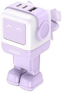 Incarcator telefon Ugreen Nexode Robot GaN Charger USB-A+2*USB-C 65W Pink