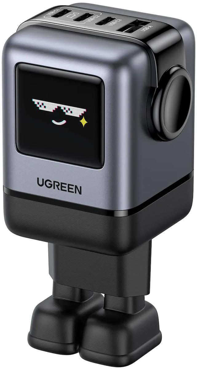 Incarcator telefon Ugreen UNO Robot GaN Quick Charger 3xType-C+1xUSB-A 100W Black