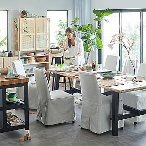 Masa IKEA Skogsta 235x100 Acacia Bej/Negru