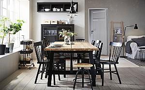 Masa IKEA Skogsta 235x100 Acacia Bej/Negru
