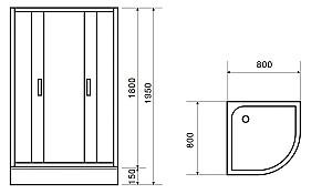 Cabina de dus VLM BS1001 Clear 80x80cm H195