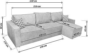 Canapea coltar DP Kalifornia Dark Gray