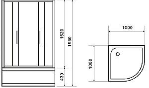 Cabina de dus VLM BE1015/100GC Matt 4mm 100x100x195