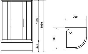 Cabina de dus VLM BE1015/90GC Matt 4mm 90x90x195