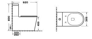 Vas WC South Villa SH-5101MB Rimless 82 Matt Black P-trap 3/6 no-rim BTW Slim UF Duroplast