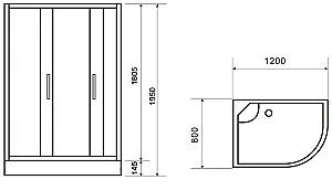 Cabina de dus VLM BE1016/1280L C Clear 4mm 120x80x195