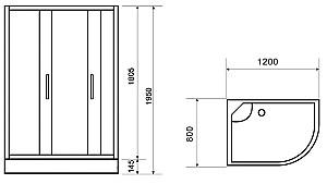 Cabina de dus VLM BE1016/1280R C Matt 4mm 120x80x195