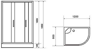 Cabina de dus VLM BE1016/1280L C Matt 4mm 120x80x195
