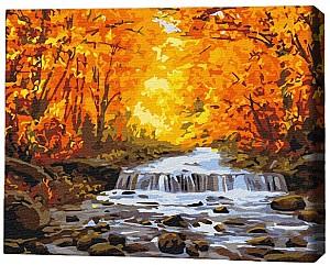 Tablou pe numere BrushMe Cascadă în aurirea de toamnă 40×50 cm (fără cutie)