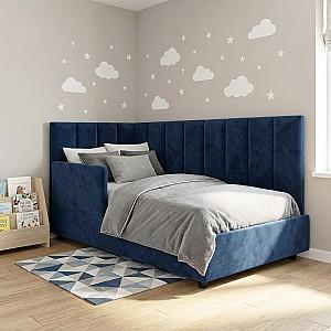 Pat copii Aurus Luna S (barieră de protecție) 90x200 (stânga) Albastru + Saltea Salt Confort Clasic 90x200