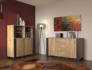 Dulap cu vitrina Sokme Old Vud 2D