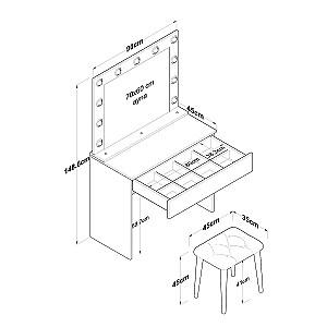 Masa de machiaj Trendy BJ121 2934 Alb