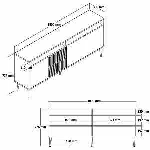 Comoda Trendy Milano Alb/Auriu