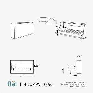 Pat rabatabil Flat Compatto H 90x200 Alb