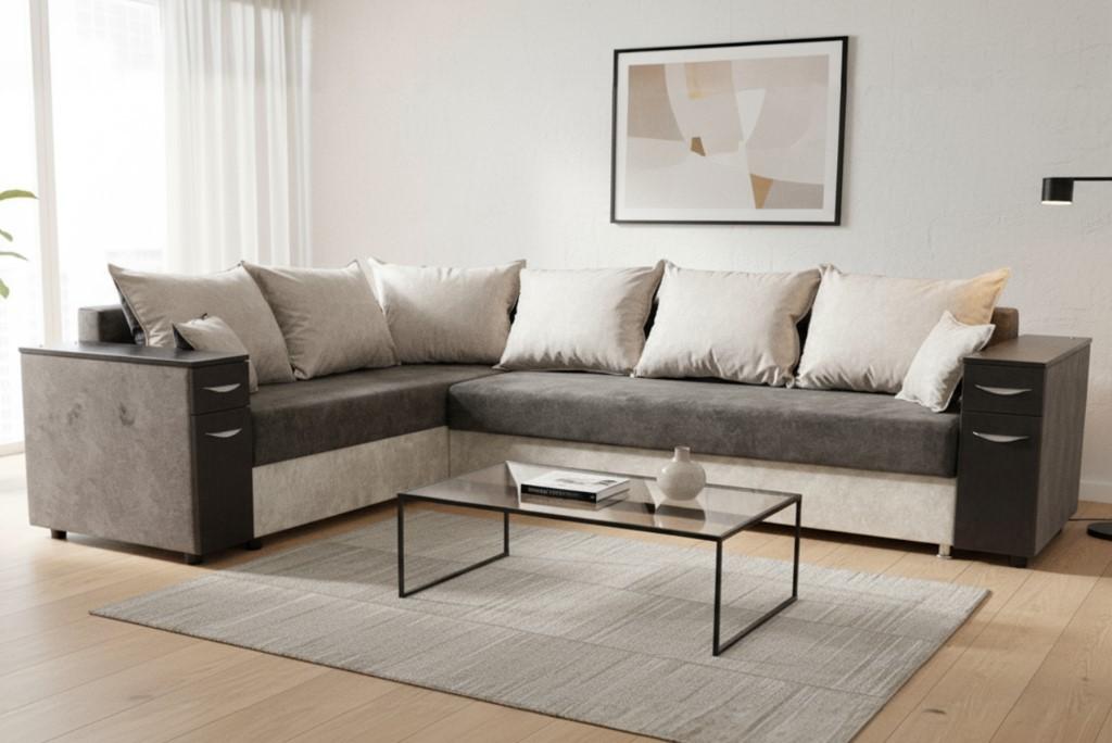 Canapea coltar Elegant Style B2 Long (265x200) Maro/Bej