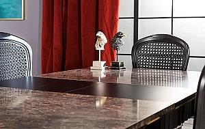 Set de masa si scaune Modalife Urla + 6 scaune Negru