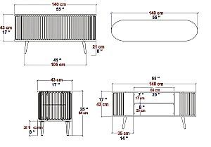 Tumba pentru televizor Trendy Stor Oud Stejar (Bej)/Alb
