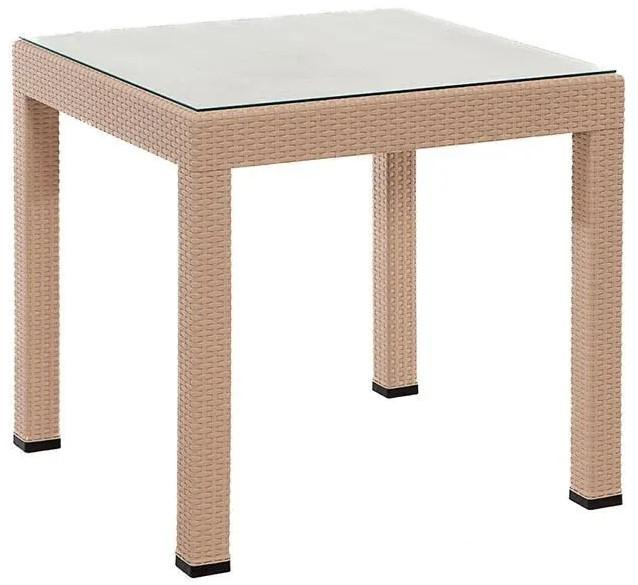 Masa de gradina Modalife Rattan Lux cu sticla Cappucino