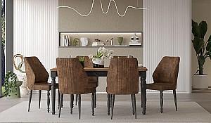 Set de masa si scaune Modalife Cross (6 scaune Cross Brown)