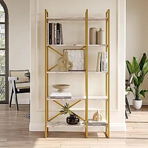 Etajera Trendy VG4-GE Marmura alba/Auriu