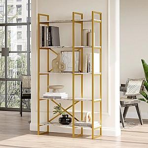 Etajera Trendy VG4-GE Marmura alba/Auriu