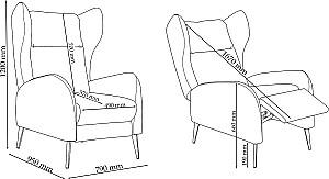 Fotoliu reclainer Queens Chelsea Galben