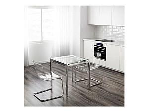 Masa IKEA Glivarp transparent, chrome 75/115x70 cm