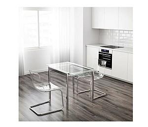 Masa IKEA Glivarp transparent, chrome 75/115x70 cm