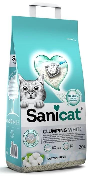 Asternut pentru litiere Sanicat CLUMPING WHITE FRAGRANCE FREE 20L