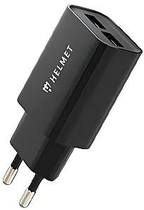 Incarcator telefon HELMET Wall Charger with Cable USB to Lightning 2xUSB Black