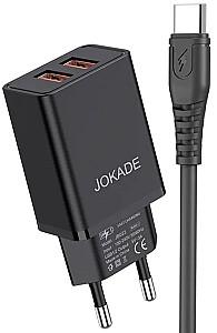Incarcator telefon Jokade Wall Charger with Cable USB to Type-C Dual Port 5A Yiyue Black