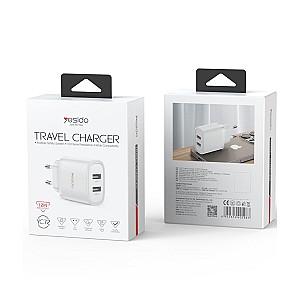 Incarcator telefon Yesido Wall Charger 2*USB-A 24W Max YC72 White