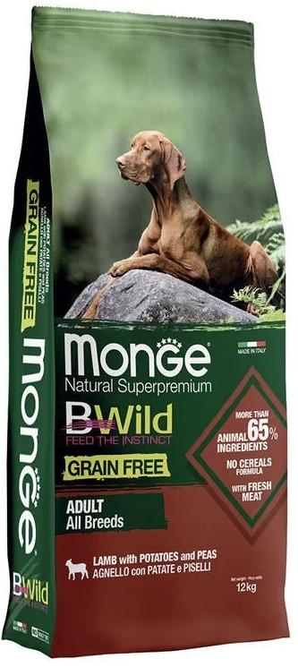 Hrana uscata pentru caini Monge BWILD GF Adult Lamb/Potato/Peas 12kg