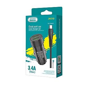 Incarcator auto Jokade 2*USB-A with Cable USB-A to Type-C JH010 Black