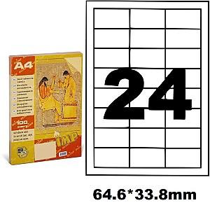 Eticheta autoadezive A4 Olimp 100 file, 24. pe 1 filă, 64.6x33.8 mm, 5764