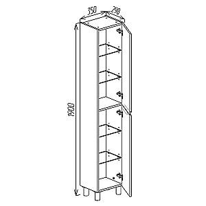 Dulap penal Bayro Santos 350x1900 Alb Mat
