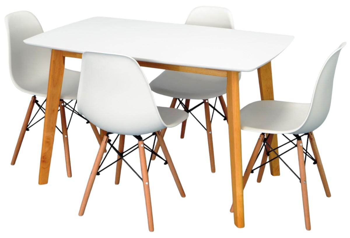Set de masa si scaune Evelin Cooper White / Bella Beech + 4 scaune LC-021 White