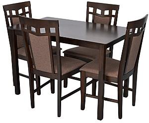 Set de masa si scaune Evelin Gloria Chocolate (Maro) + 4 scaune Deepa R Chocolate (Maro) / Ekea12 Dark Brown (Maro Închis)