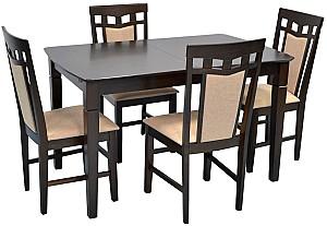 Set de masa si scaune Evelin HV-27V Chocolate + 4 scaune Deepa R Chocolate / NV-3WP Beige