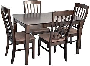 Set de masa si scaune Evelin HV-27V Chocolate + 4 scaune Wenyi Chocolate / Ekea12 Dark Brown