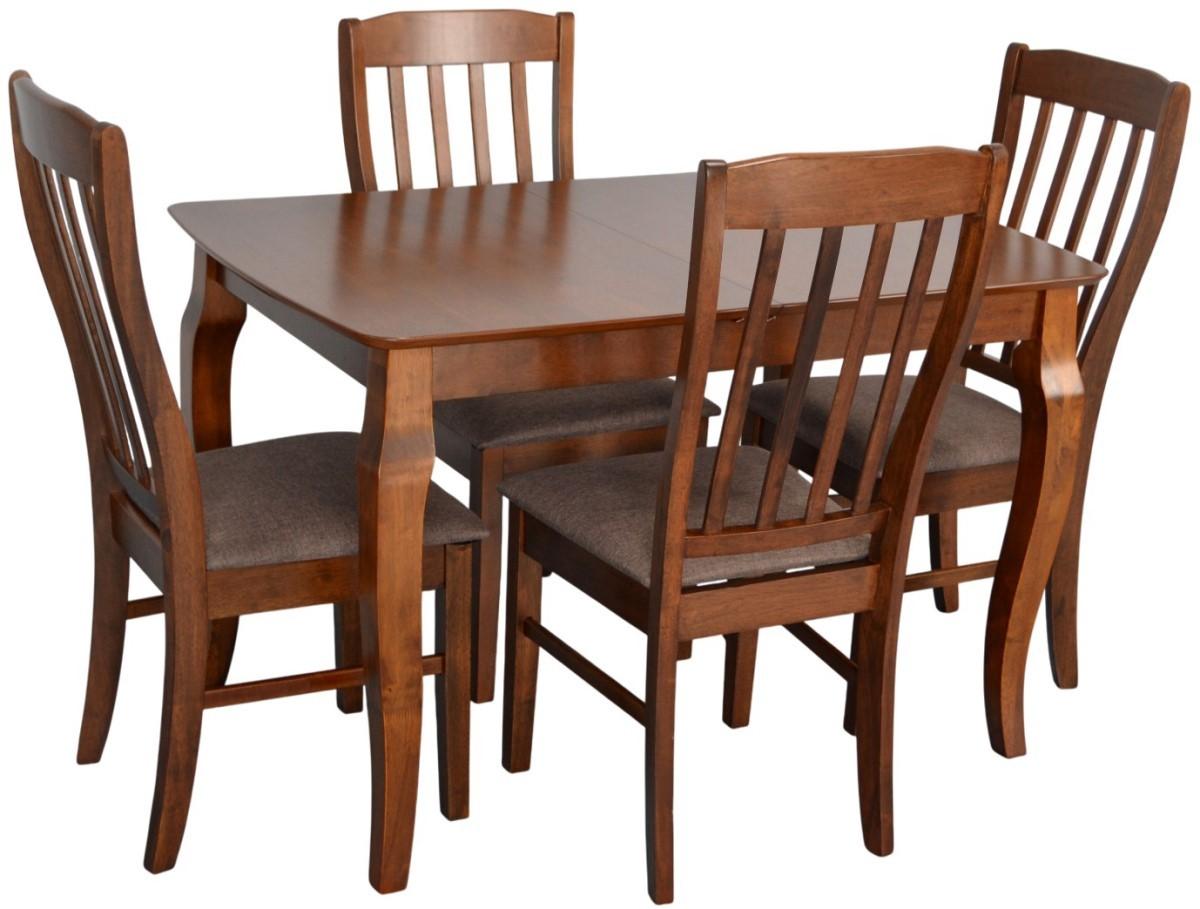 Set de masa si scaune Evelin HV-29V Burnish Oak + 4 scaune Wenyi Burnish Oak / Ekea12 Dark Brown