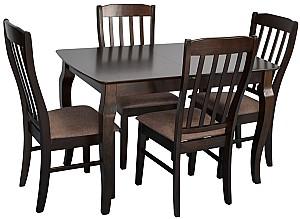 Set de masa si scaune Evelin HV-29V Chocolate + 4 scaune Wenyi Chocolate / Ekea12 Dark Brown