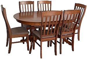 Set de masa si scaune Evelin HV-33V Burnish Oak + 6 scaune Wenyi Burnish Oak / Ekea12 Dark Brown