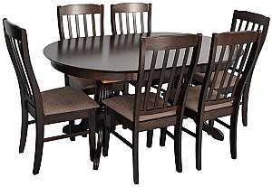 Set de masa si scaune Evelin HV-33V Chocolate + 6 scaune Wenyi Chocolate / Ekea12 Dark Brown