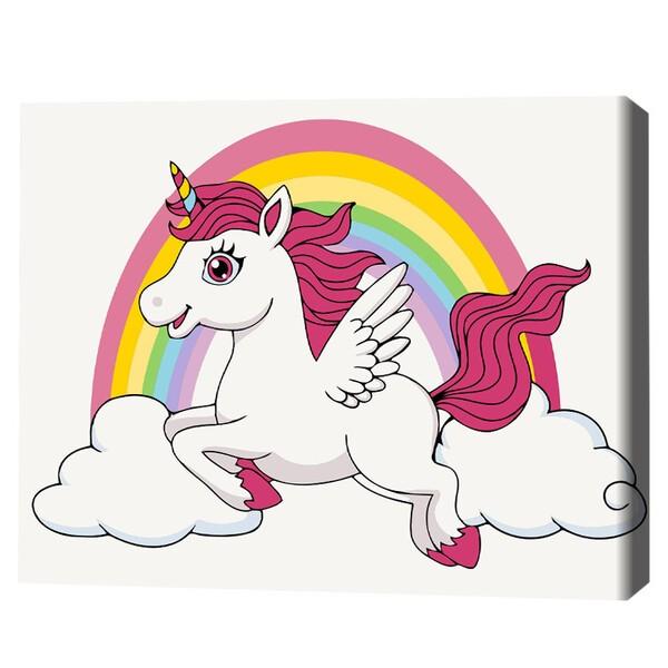 Tablou pe numere BrushMe Unicorn în culori de curcubeu 30×40 сm (fără cutie)