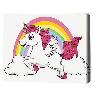 Tablou pe numere BrushMe Unicorn în culori de curcubeu 30×40 сm (fără cutie)