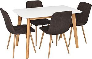 Set de masa si scaune Evelin COOPER White / Bella Beech + 4 scaune YTC-080 Wo / BJORN45 Dark Brown